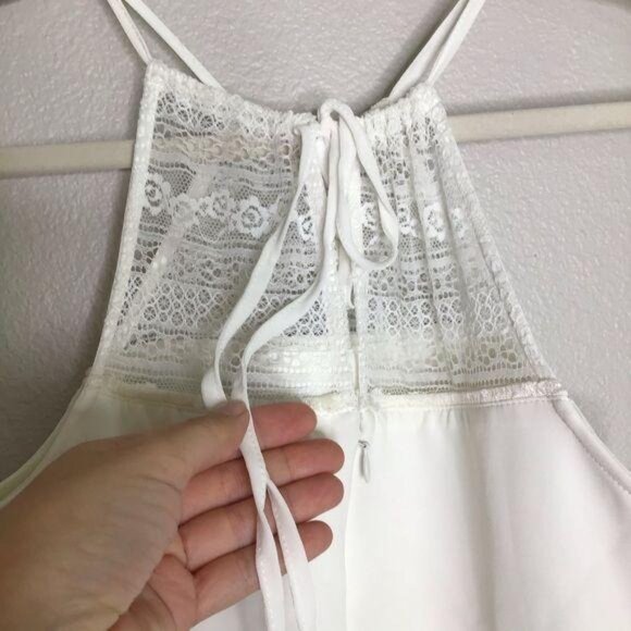 X by NBD Sawyer Dress  Size 4 Ivory Lace Nude Revolve Mini Fringe Trim New - Picture 5 of 10